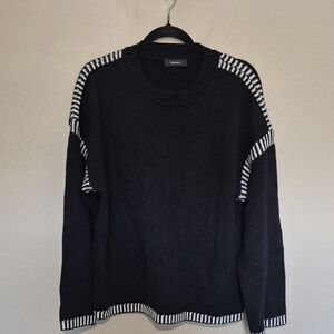Black Sweater With White Stitching Sweater